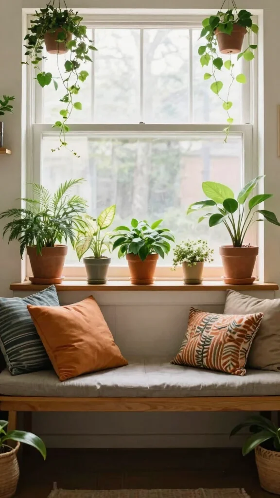 12 Window Plant Stand Ideas for Sunny Spots - 12. Multi-Purpose Bench for Functionality and Style 1