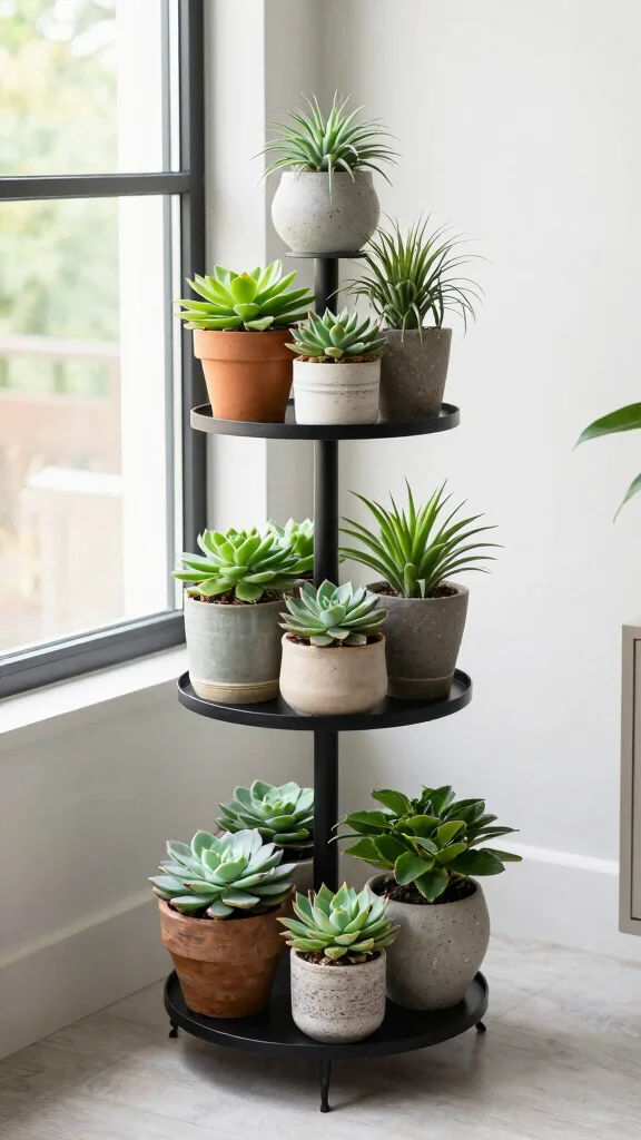 12 Window Plant Stand Ideas for Sunny Spots - 4. Compact Plant Stand for Limited Spaces 1