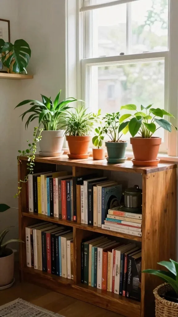 12 Window Plant Stand Ideas for Sunny Spots - 9. Repurposed Bookshelves for Plant Display 1