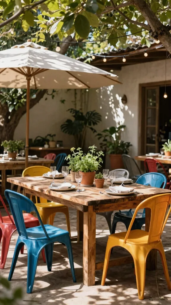 13 Backyard Patio Furniture Ideas for Entertaining - 1. Reclaimed Wood Dining Set 1