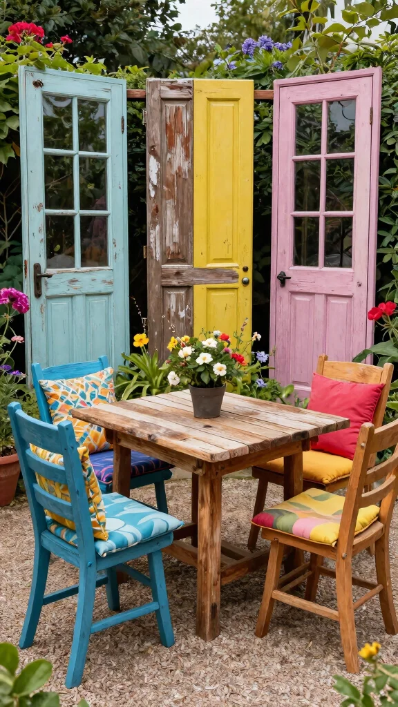 13 Backyard Patio Furniture Ideas for Entertaining - 12. Upcycled Garden Furniture 1