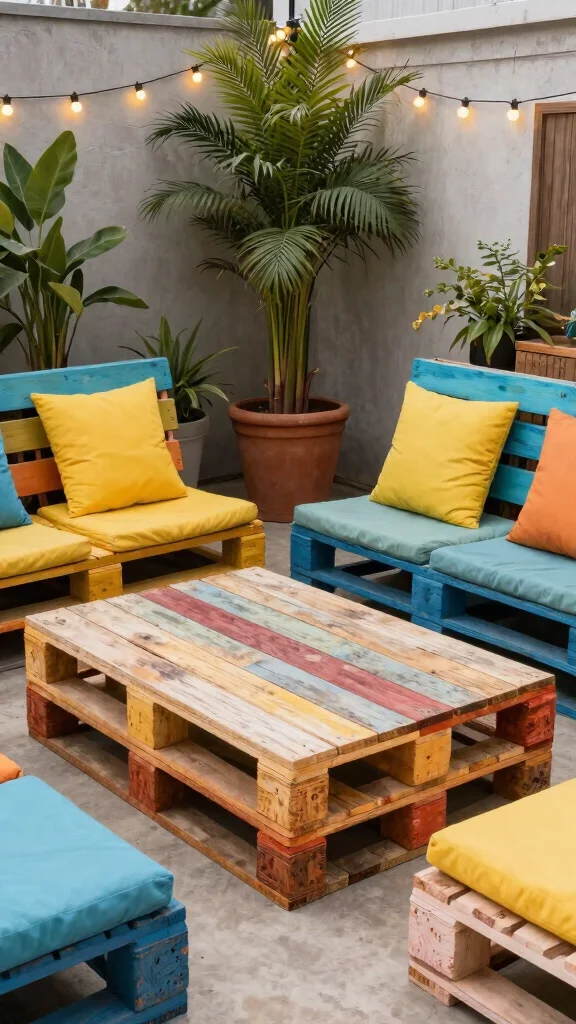 13 Backyard Patio Furniture Ideas for Entertaining - 6. Upcycled Pallet Furniture 1