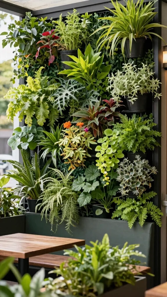 13 Backyard Patio Furniture Ideas for Entertaining - 9. Living Plant Wall 1