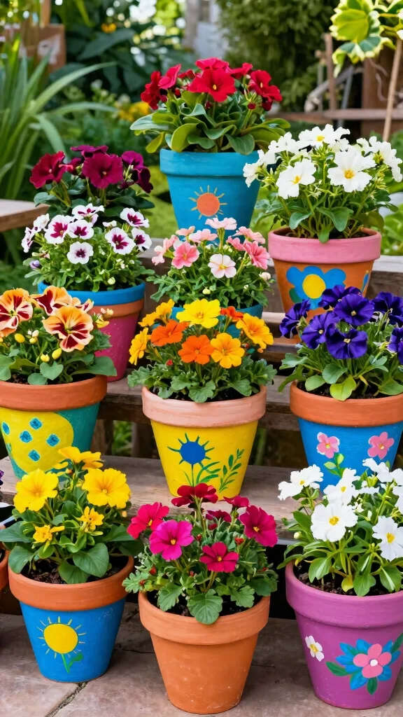 13 Clay Flower Pots Ideas Classic Natural - 7. Colorful Clay Pot Creations 1