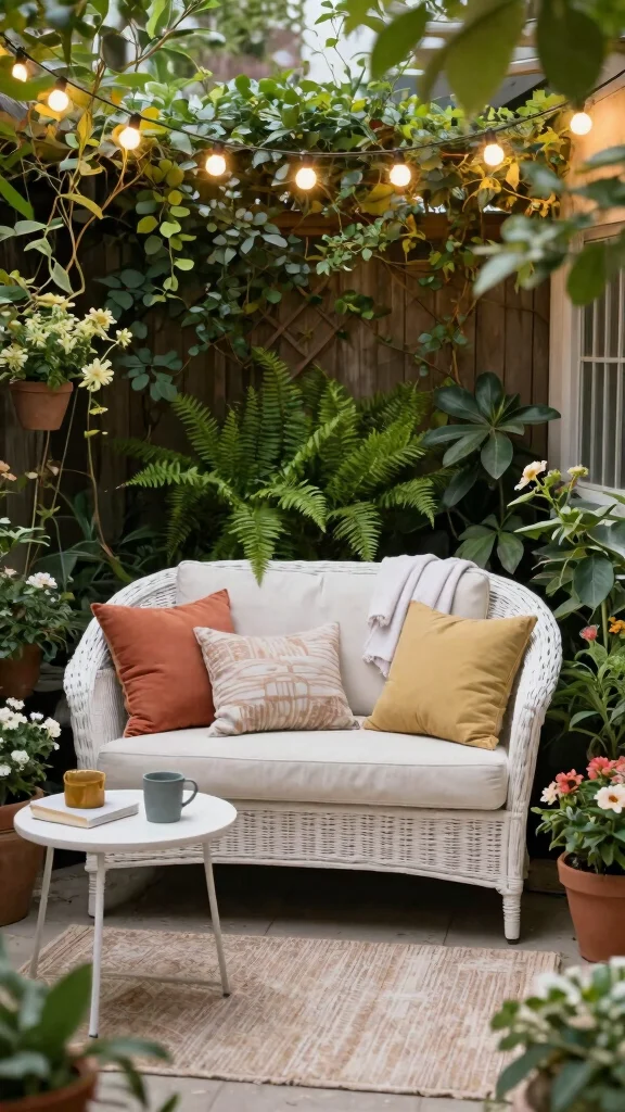 13 Elegant White Wicker Patio Furniture Ideas for Eco-Friendly Gardens - 1. Cozy Corner Nook 1