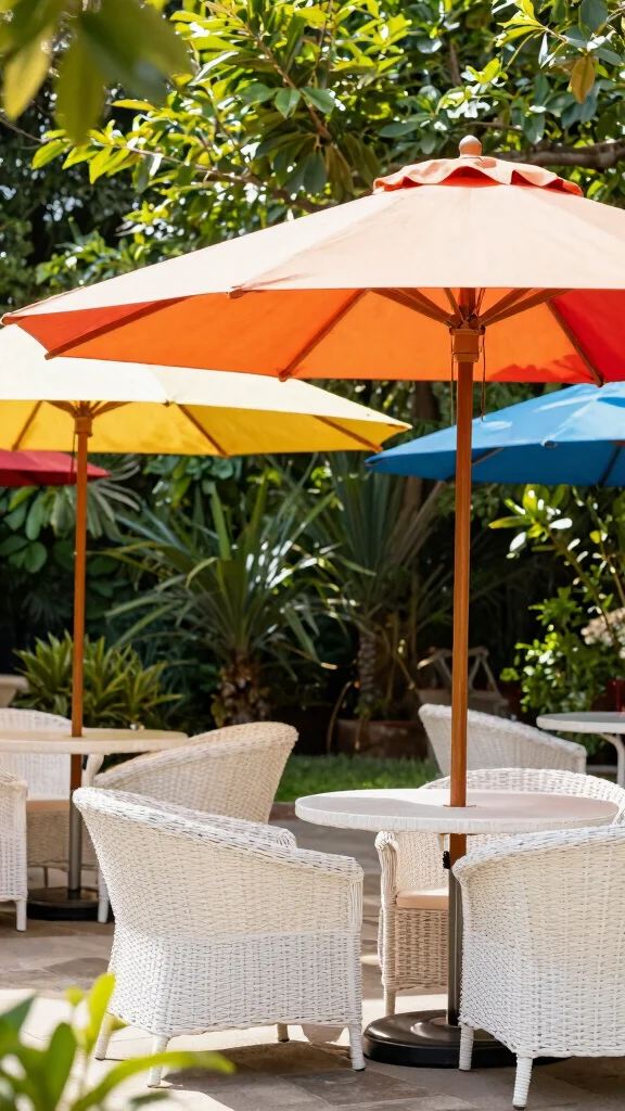 13 Elegant White Wicker Patio Furniture Ideas for Eco-Friendly Gardens - 10. Elegant Umbrella Stands 1