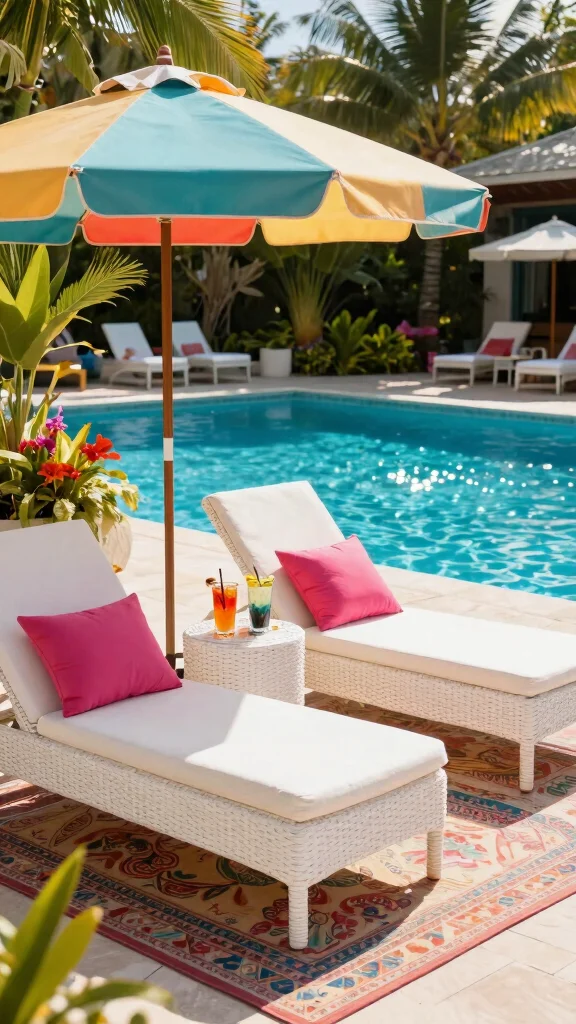 13 Elegant White Wicker Patio Furniture Ideas for Eco-Friendly Gardens - 4. Poolside Paradise 1
