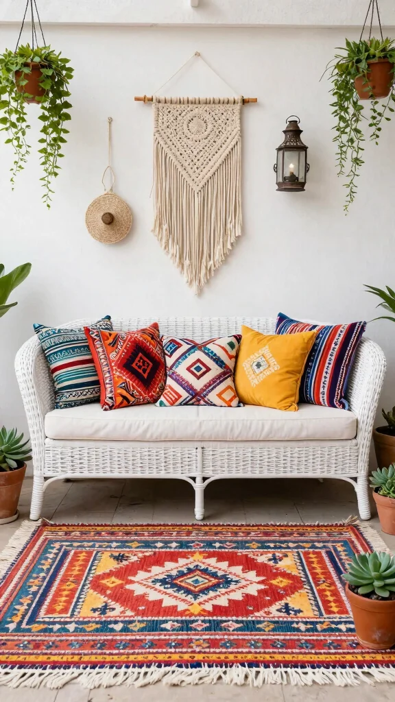 13 Elegant White Wicker Patio Furniture Ideas for Eco-Friendly Gardens - 7. Boho-Chic Vibes 1