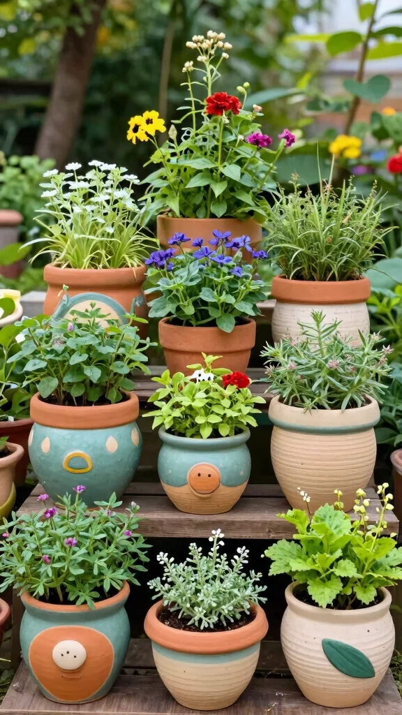 13 Elegant and Durable Ceramic Flower Pot Ideas for Urban Gardening - 11. Stylish Garden Pottery for Unique Plants 1