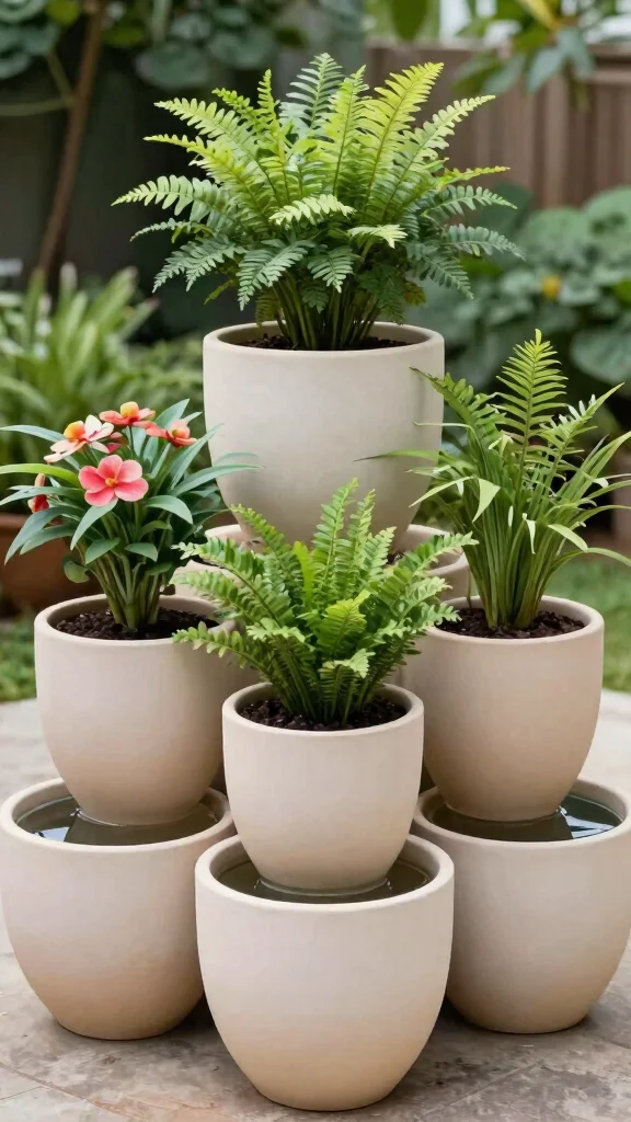 13 Elegant and Durable Ceramic Flower Pot Ideas for Urban Gardening - 13. Pot-in-Pot System for Self-Watering Planters 1