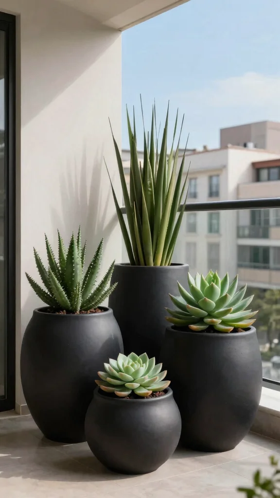 13 Elegant and Durable Ceramic Flower Pot Ideas for Urban Gardening - 2. Modern Minimalism with Matte Black Pots 1