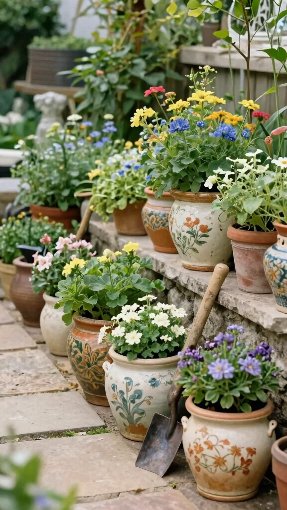 13 Elegant and Durable Ceramic Flower Pot Ideas for Urban Gardening - 7. Vintage-Inspired Ceramic Planters 1