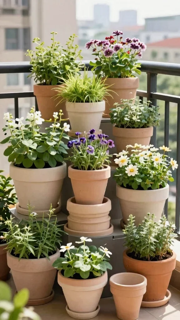 13 Elegant and Durable Ceramic Flower Pot Ideas for Urban Gardening - 8. Stackable Ceramic Planters for Small Spaces 1