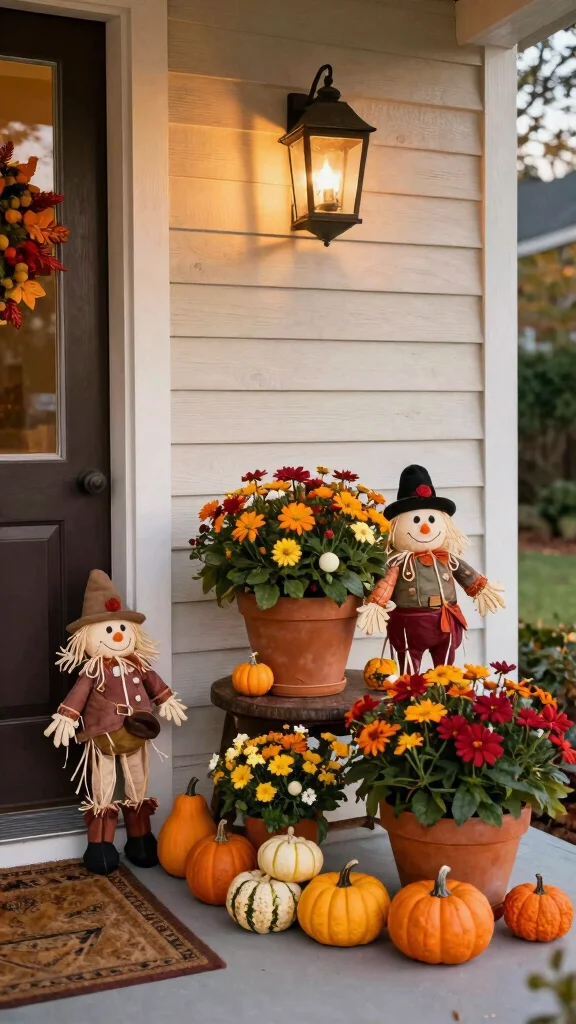 13 Fall Flower Pots Front Porches Ideas - 13. Seasonal Themed Accents 1
