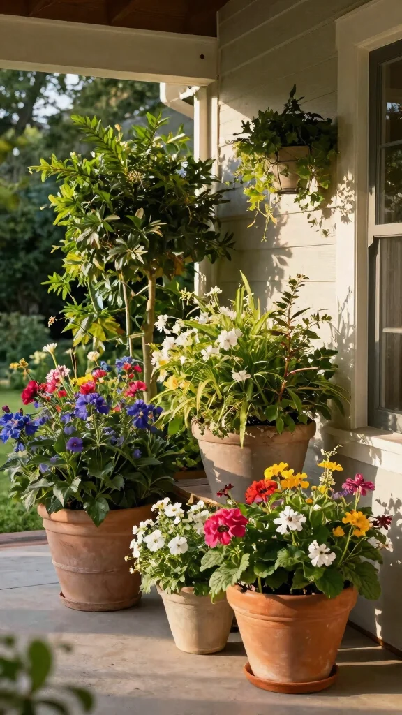 13 Fall Flower Pots Front Porches Ideas - 7. Mixed Greenery and Blooms 1