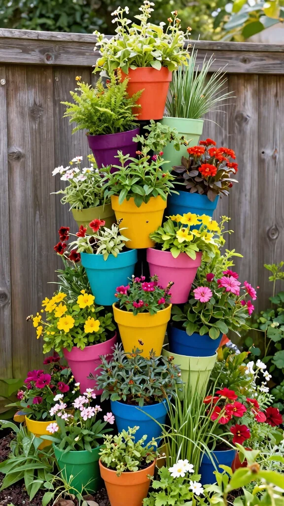 13 Garden Plant Stand Ideas: Outdoor Focal Points for Small Spaces - 10. Vertical Garden Towers 1