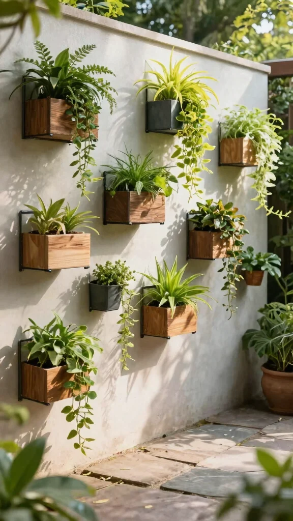 13 Garden Plant Stand Ideas: Outdoor Focal Points for Small Spaces - 11. Wall-Mounted Plant Holders 1