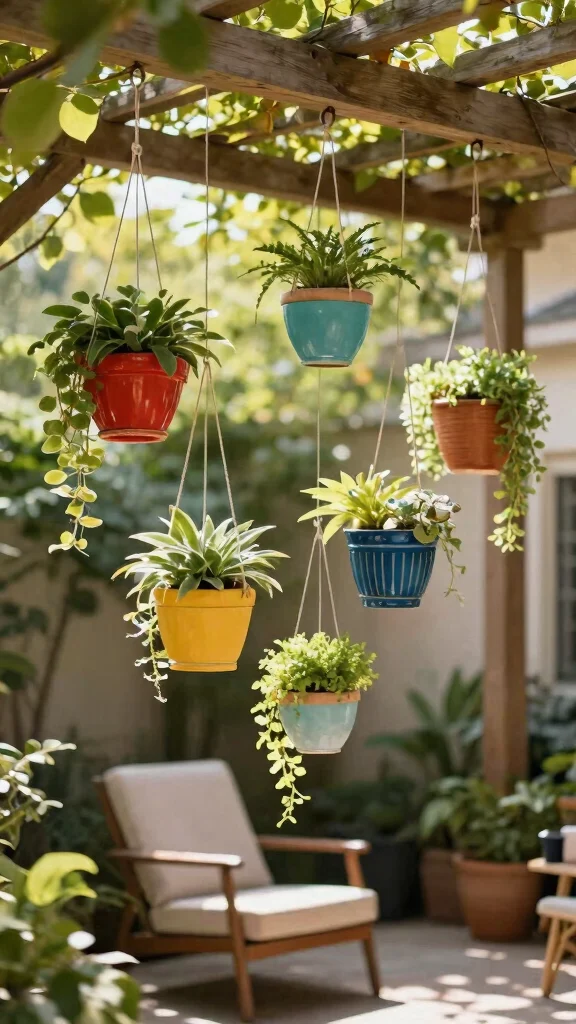 13 Garden Plant Stand Ideas: Outdoor Focal Points for Small Spaces - 4. Hanging Shelf Planters 1