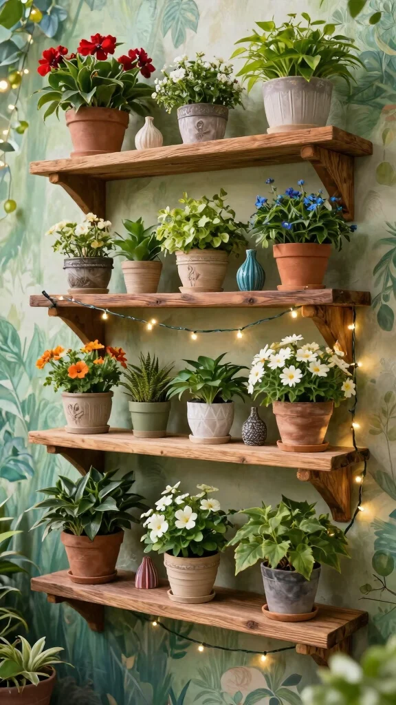 13 Garden Plant Stand Ideas: Outdoor Focal Points for Small Spaces - 7. Decorative Plant Shelves 1