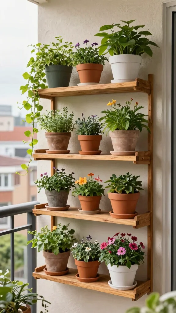 13 Hanging Flower Pots Ideas for Vertical Gardens - 4. Hanging Shelves 1