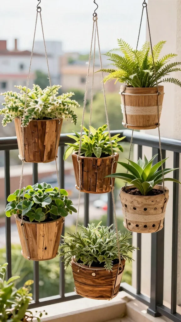 13 Hanging Flower Pots Ideas for Vertical Gardens - 8. Eco-Friendly Planters 1