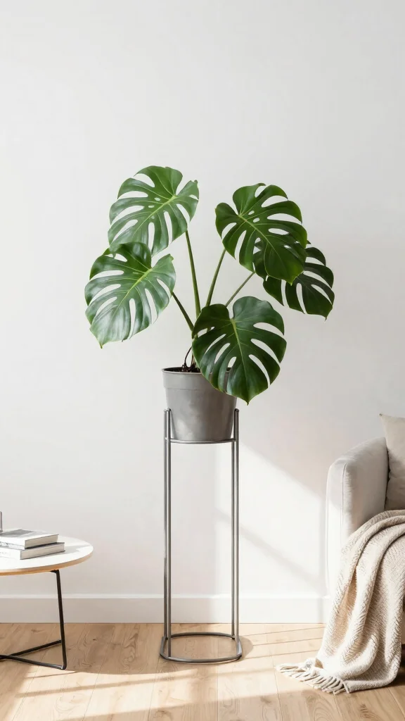 13 Large Plant Stand Ideas: Statement Pieces for Small Spaces - 1. Minimalist Metal Stand 1