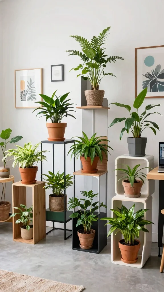 13 Large Plant Stand Ideas: Statement Pieces for Small Spaces - 10. Customizable Modular Stands 1