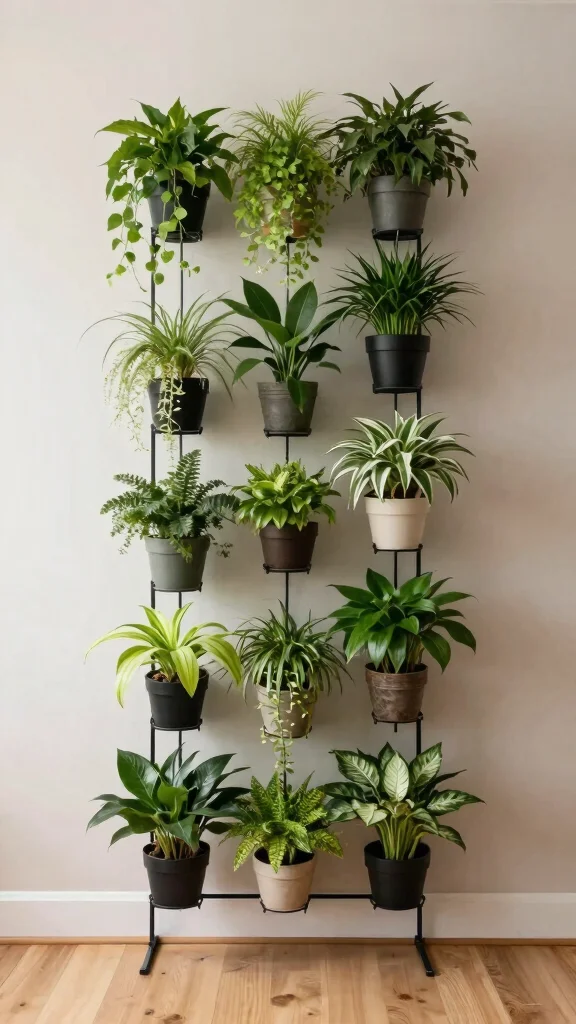 13 Large Plant Stand Ideas: Statement Pieces for Small Spaces - 13. Vertical Wall Plant Stand 1
