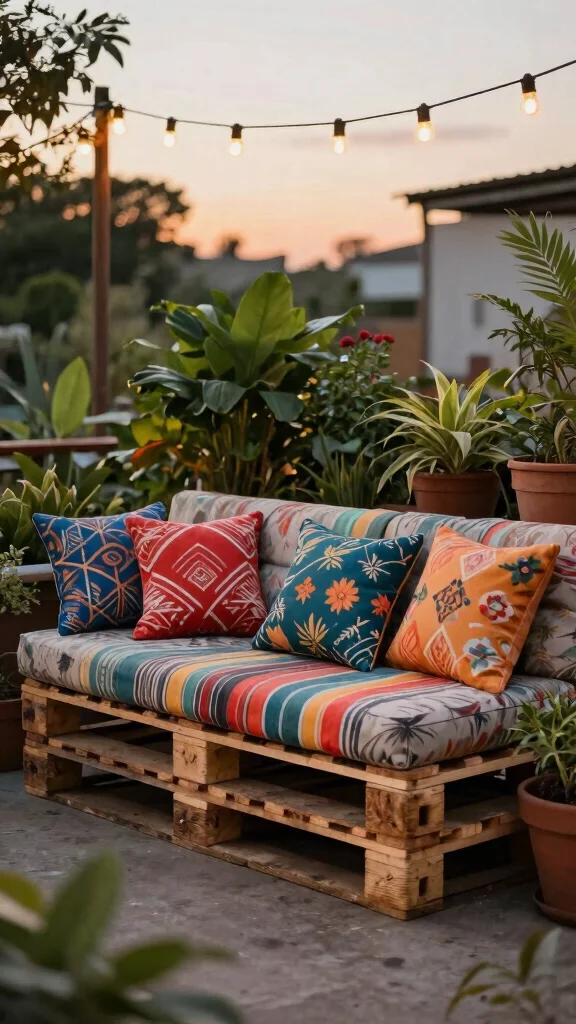 13 Pallet Patio Furniture Ideas on a Budget - 1. Chic Pallet Sofa 1