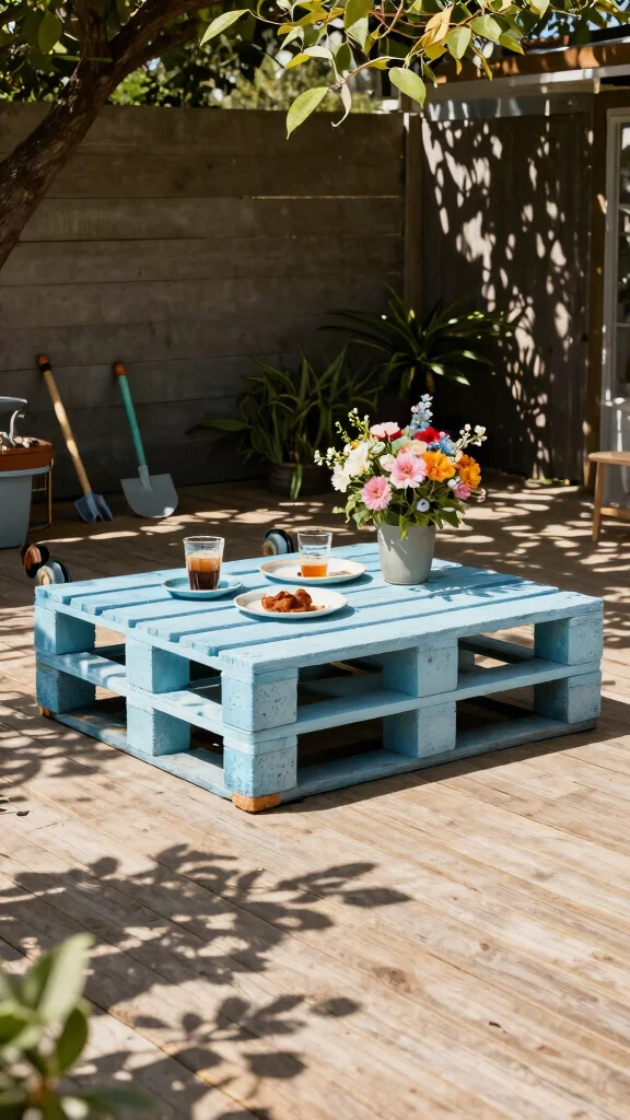 13 Pallet Patio Furniture Ideas on a Budget - 2. Pallet Coffee Table 1
