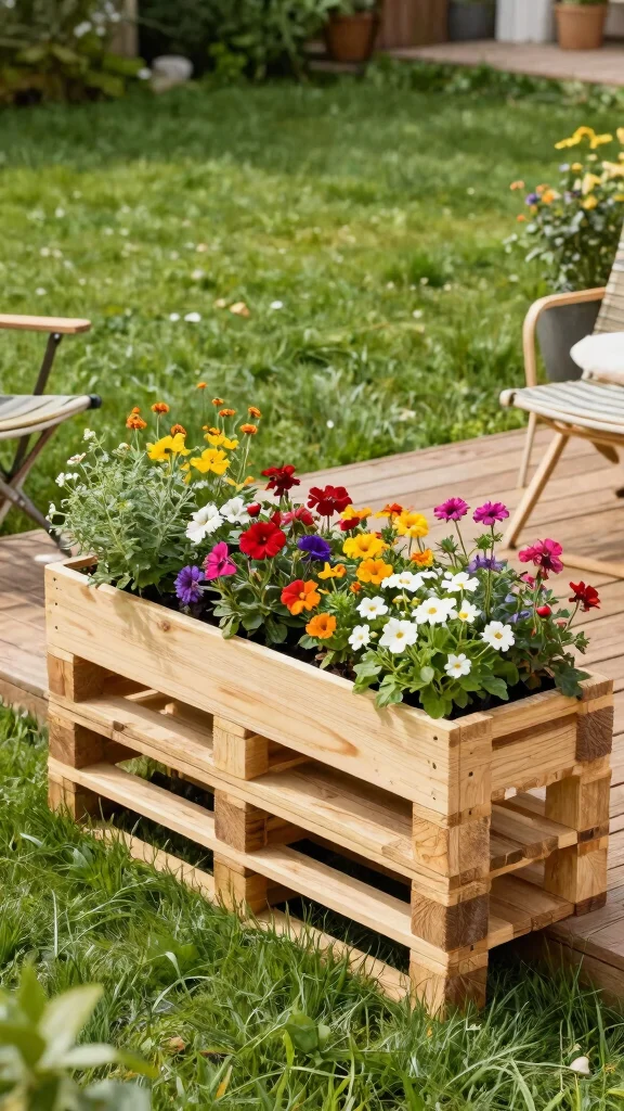 13 Pallet Patio Furniture Ideas on a Budget - 4. Pallet Planter Box 1