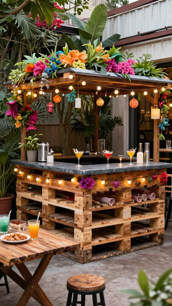 13 Pallet Patio Furniture Ideas on a Budget - 7. Pallet Bar 1