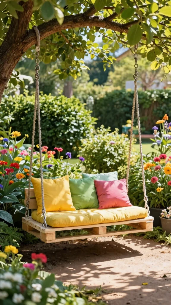 13 Pallet Patio Furniture Ideas on a Budget - 9. Pallet Swing 1