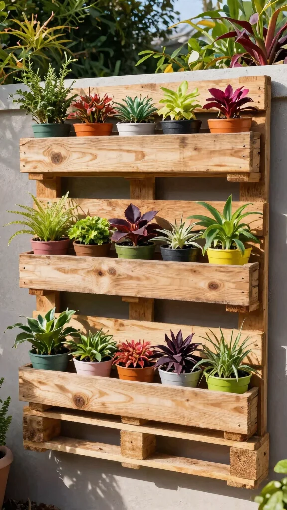 13 Pallet Plant Stand Ideas Recycled DIY - 10. Pallet Wall Art Planter 1