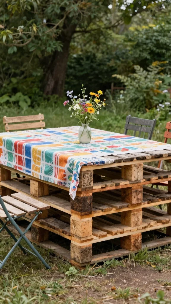 13 Patio Furniture Makeover Ideas Transform - 3. Rustic Wooden Pallet Tables 1