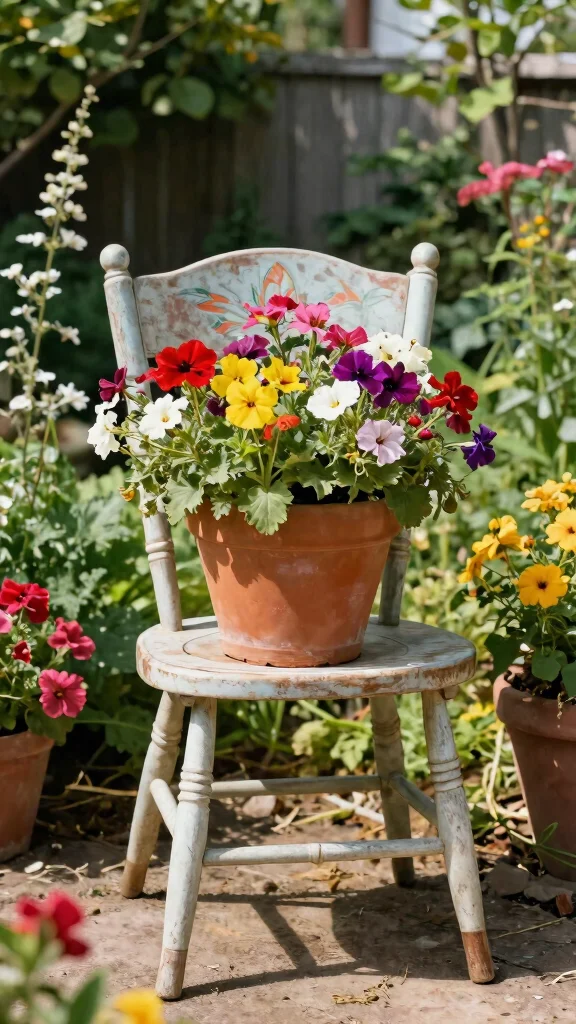 13 Patio Furniture Makeover Ideas Transform - 9. Potted Chair Planters 1