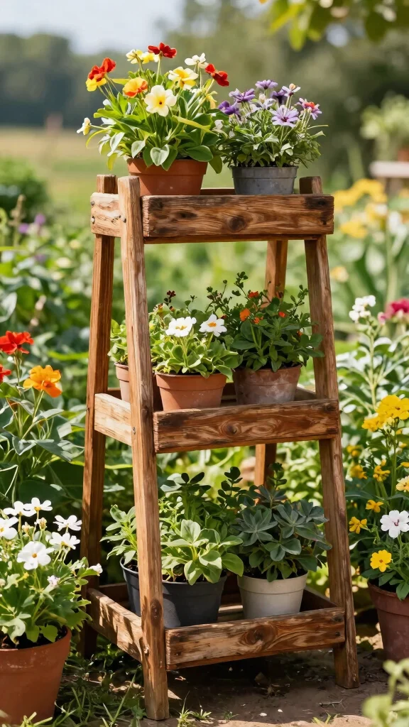 13 Plant Stand Outdoor Ideas Weatherproof - 1. Rustic Wooden Elegance 1