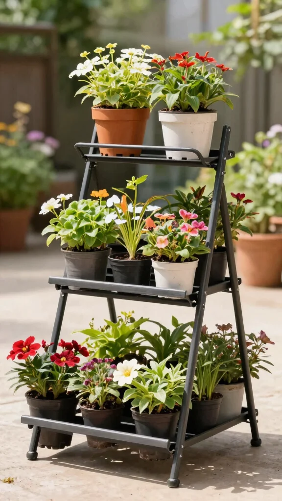 13 Plant Stand Outdoor Ideas Weatherproof - 11. Folding Plant Stands 1