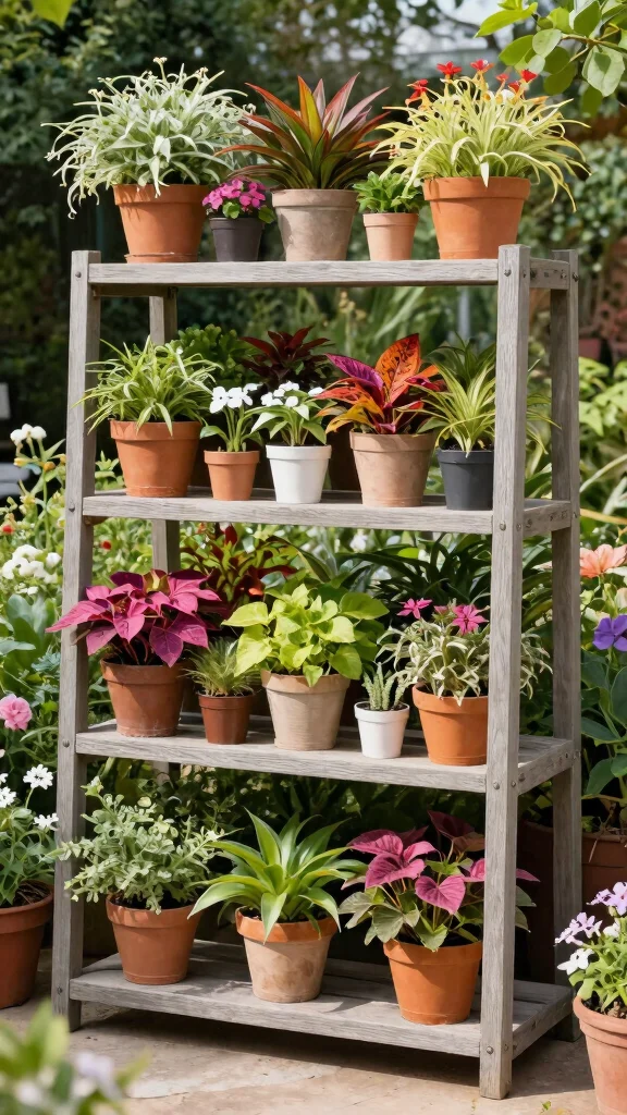 13 Plant Stand Outdoor Ideas Weatherproof - 12. Sturdy Tiered Shelving 1