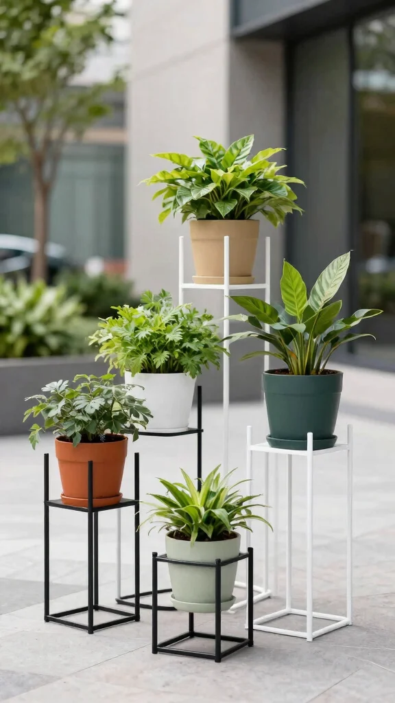 13 Plant Stand Outdoor Ideas Weatherproof - 2. Sleek Metal Designs 1