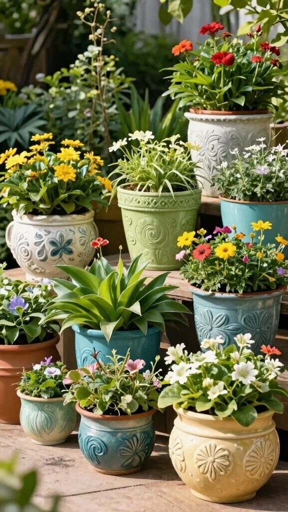13 Plant Stand Outdoor Ideas Weatherproof - 3. Decorative Outdoor Planters 1