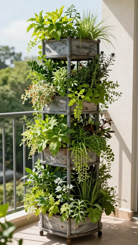 13 Plant Stand Outdoor Ideas Weatherproof - 4. Vertical Garden Towers 1