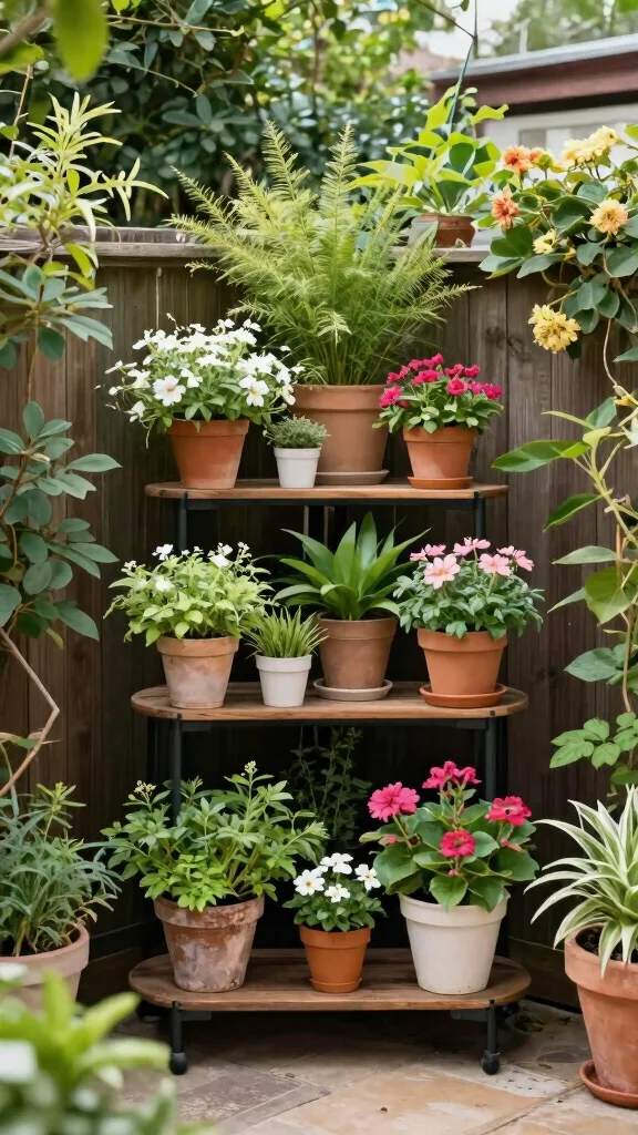 13 Plant Stand Outdoor Ideas Weatherproof - 7. Corner Plant Stands 1