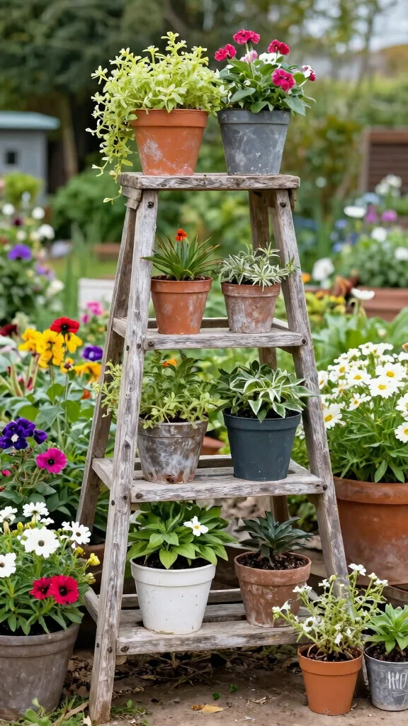 13 Plant Stand Outdoor Ideas Weatherproof - 8. Recycled Material Stands 1