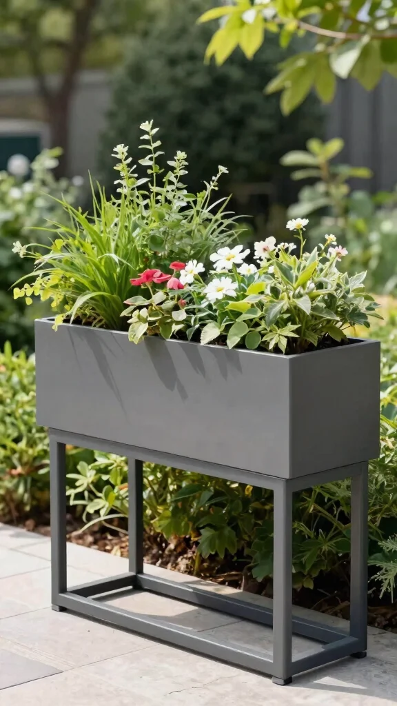 13 Plant Stand Outdoor Ideas Weatherproof - 9. Planter Boxes with Attached Stands 1