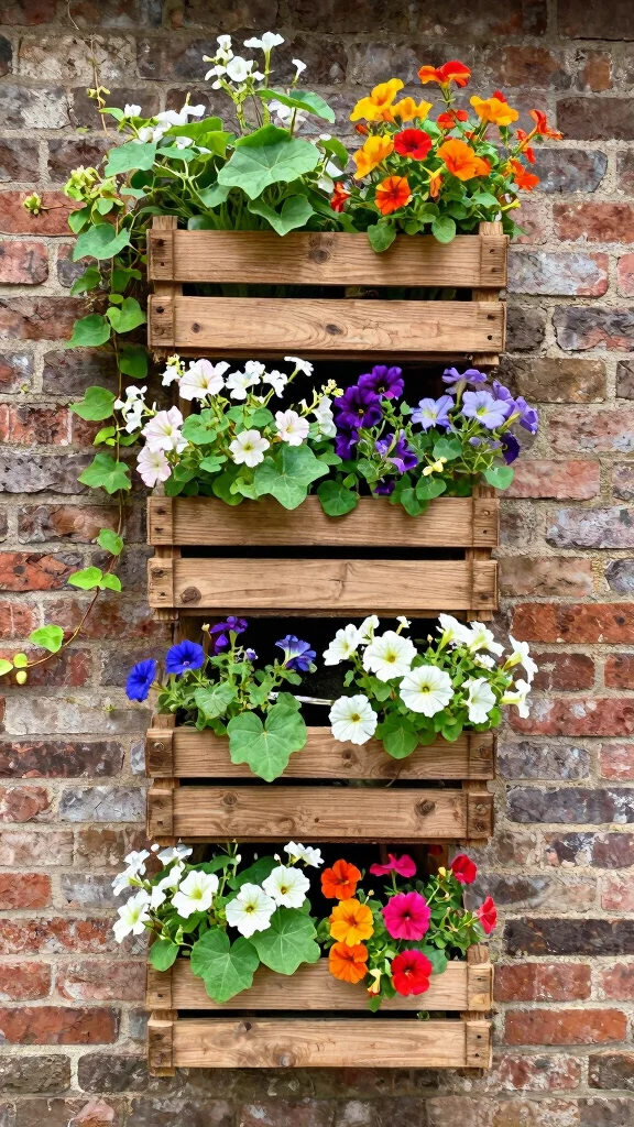 13 Summer Flower Pots Ideas for Bright Blooms - 1. Whimsical Vertical Garden 1
