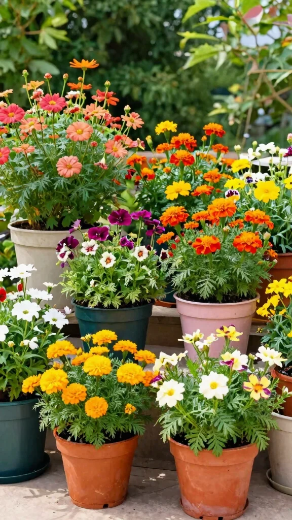 13 Summer Flower Pots Ideas for Bright Blooms - 13. Container Gardening with Annuals 1