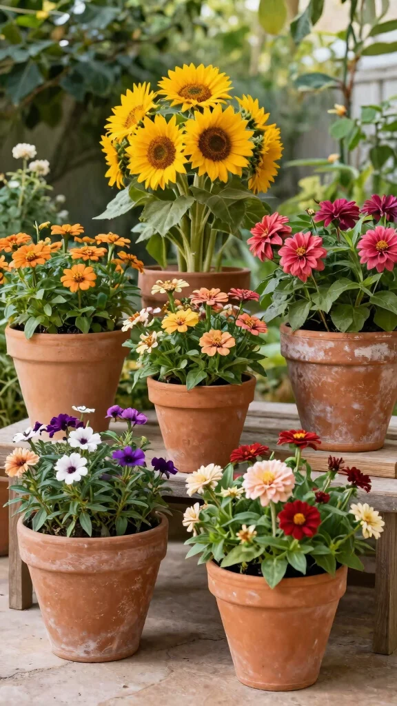 13 Summer Flower Pots Ideas for Bright Blooms - 2. Rustic Terracotta Pots 1