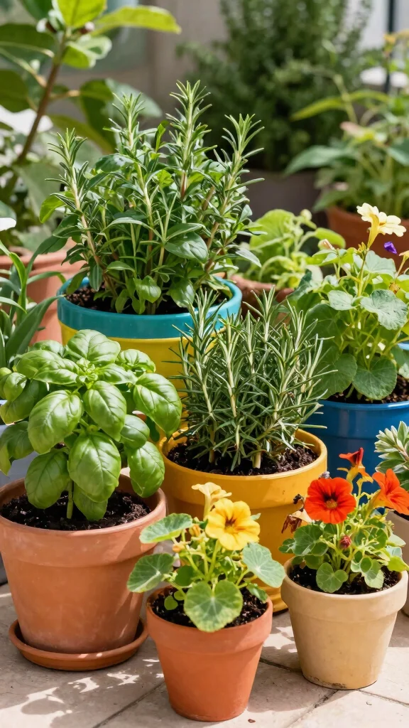 13 Summer Flower Pots Ideas for Bright Blooms - 8. Edible Container Garden 1