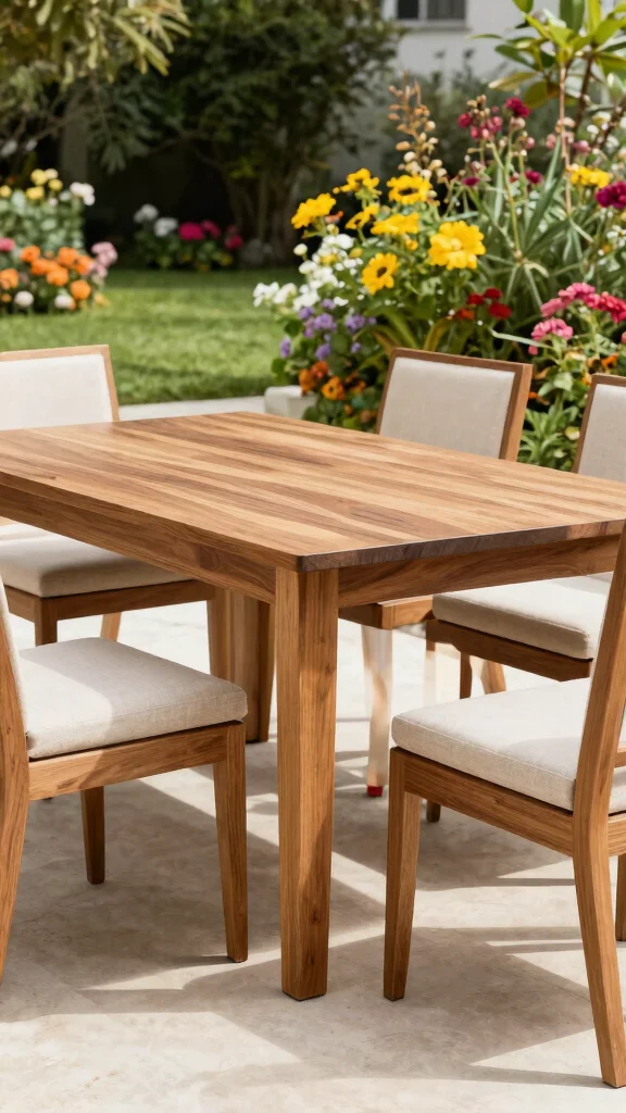 13 Vintage Patio Furniture Ideas for Retro Vibes - 11. Elegant Teak Wood Furniture 1